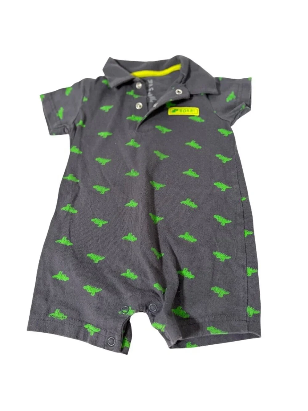 Child Of Mine Carters Boys Infant Baby Size 3 6 months Gray Green Romper 1 piece